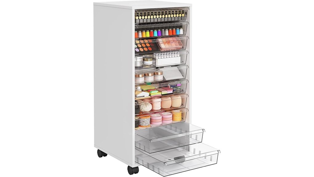 10 drawer cosmetic rolling cart