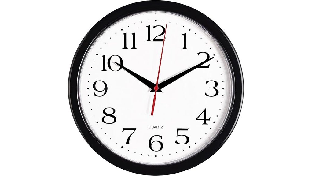 10 inch black quartz clock