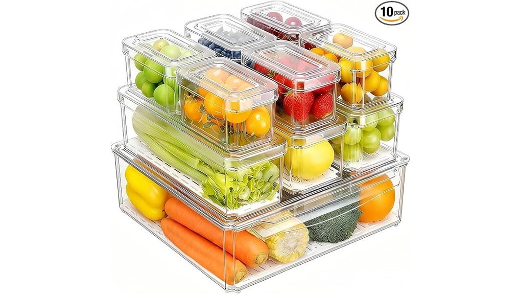 10 pack clear fridge organizers with lids