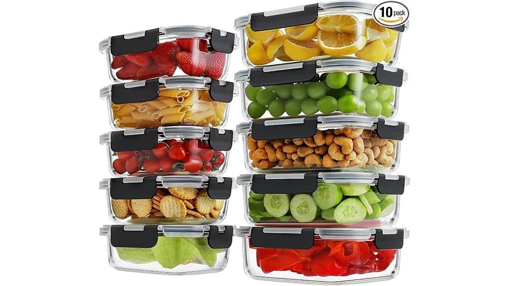 10 piece borosilicate locking containers