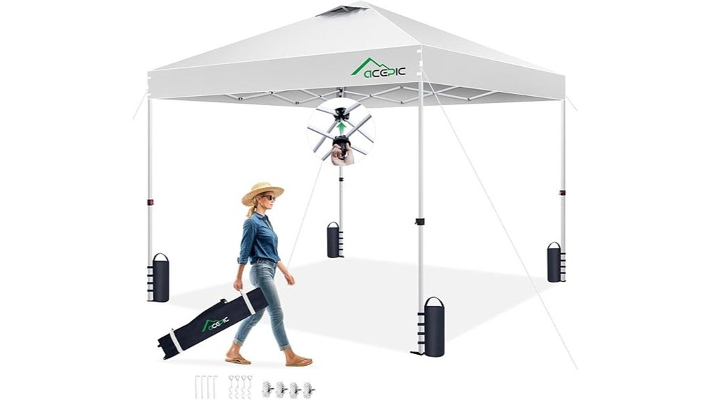 10x10 vented pop up tent