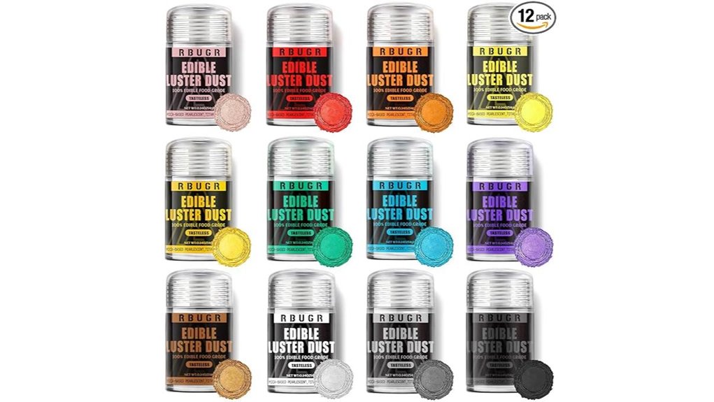12 color edible luster glitter