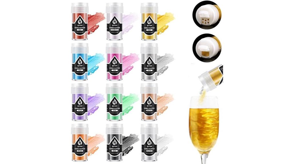 12 color edible shimmer dust