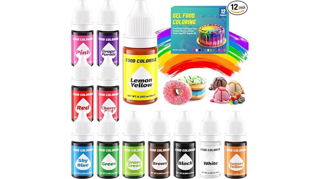 12 color gel food coloring set