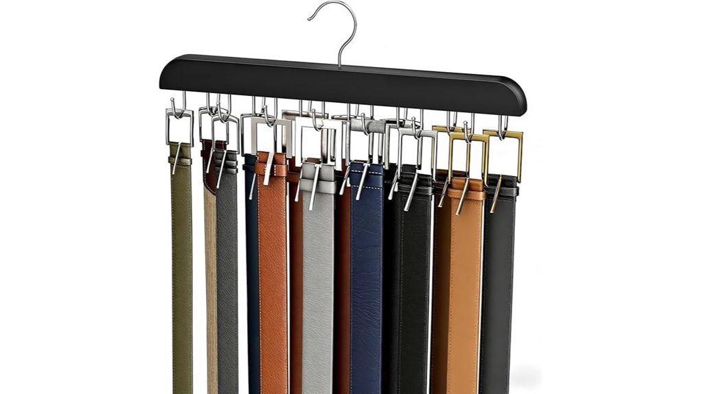 14 hook wooden belt rack