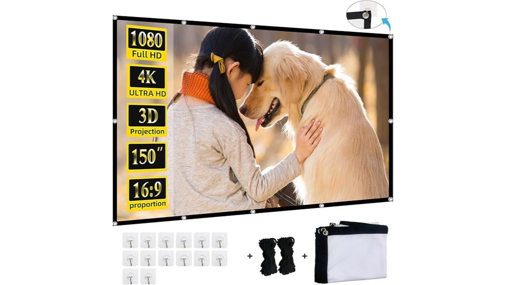 150 inch 16 9 4k foldable screen