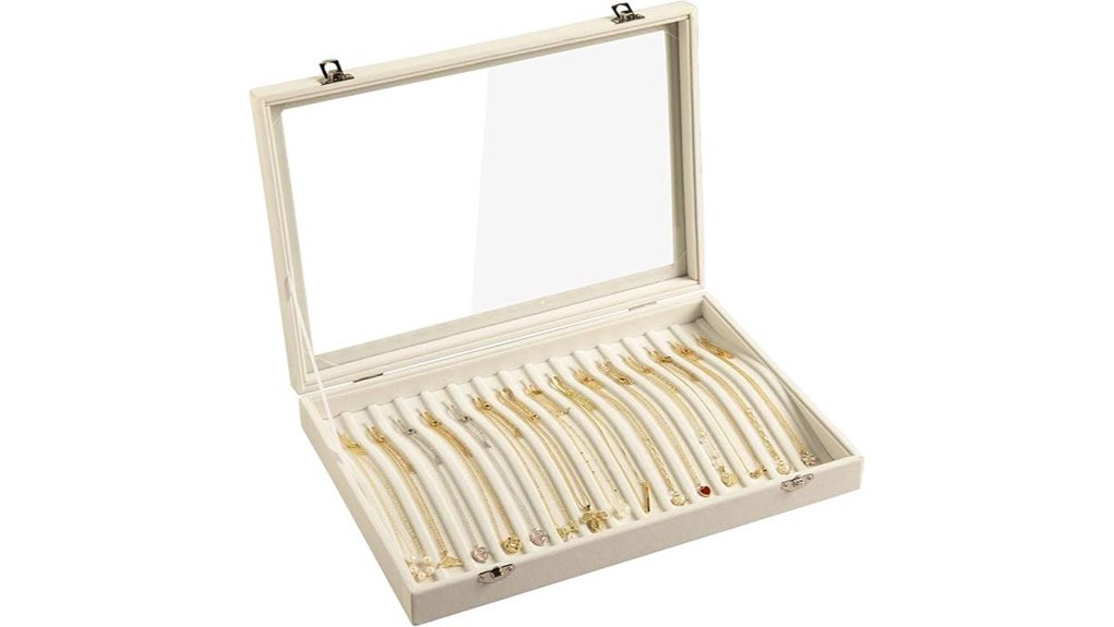 15 hook velvet necklace tray