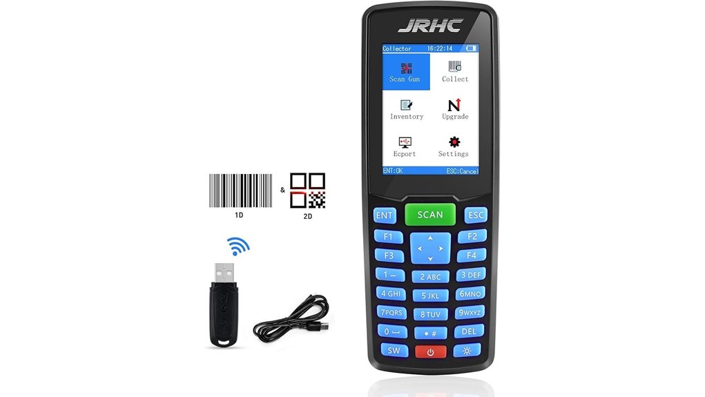 1d 2d barcode scanner 2 4g wireless 2 8 lcd