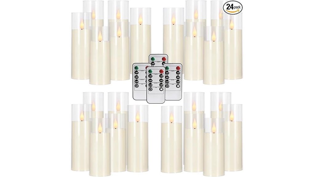 24 pack led flameless pillar candles