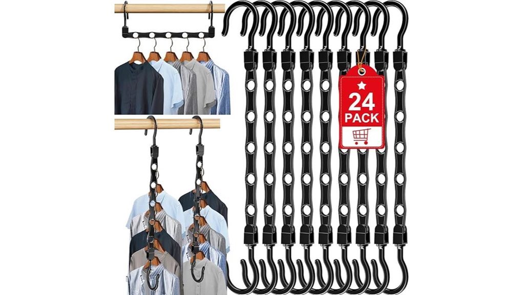 24 pack space saving black hangers