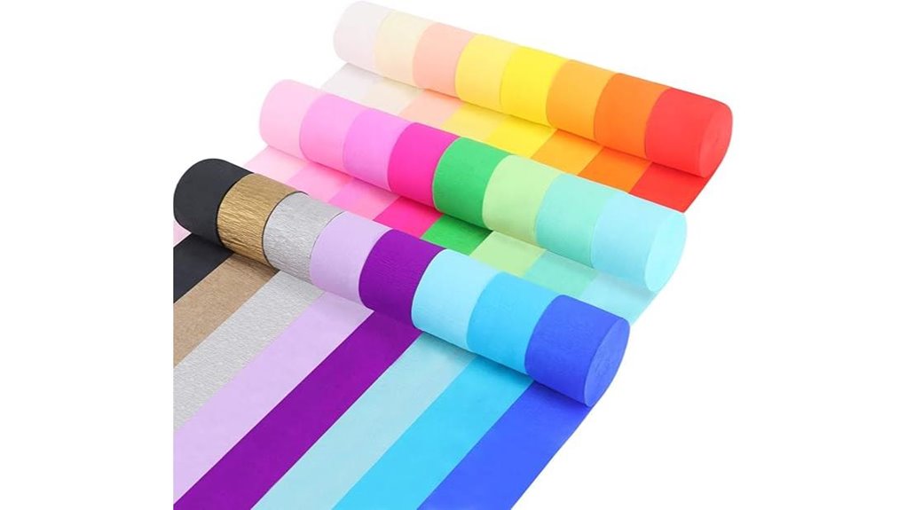 24 rainbow crepe streamers