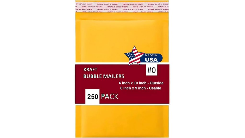 250 pack kraft bubble mailers