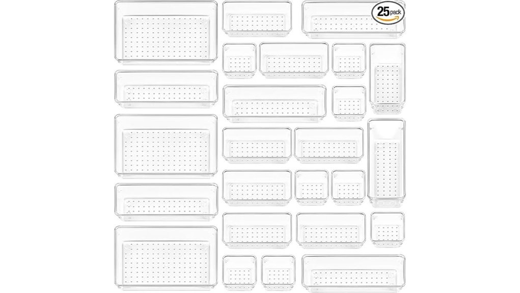 25 clear drawer organizers