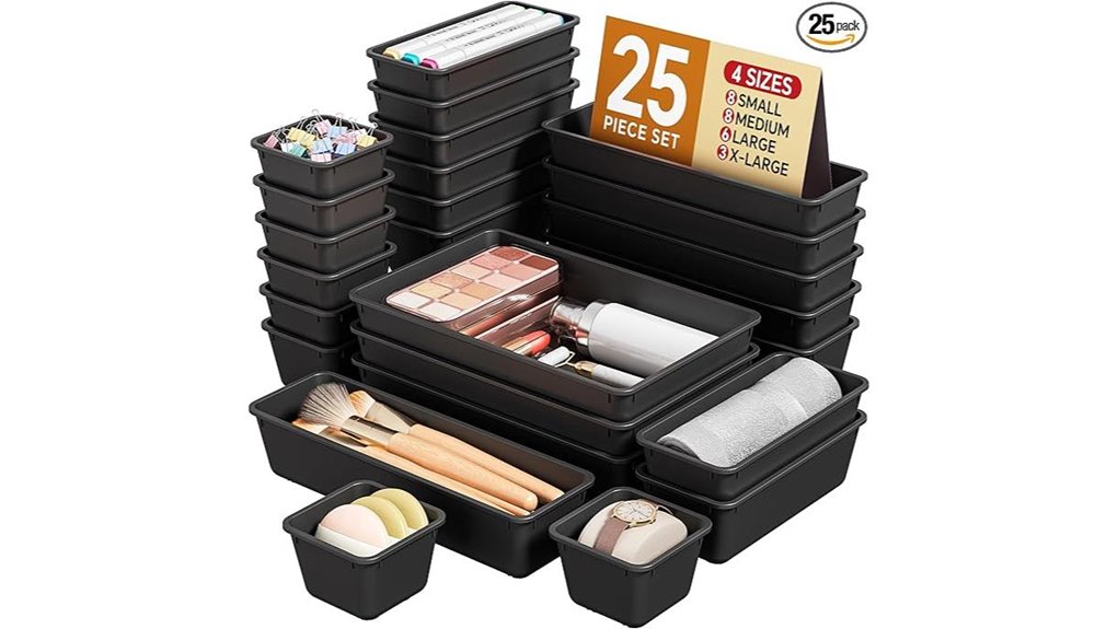 25 piece plastic drawer organizer