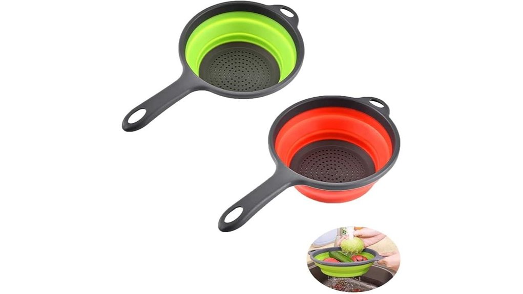 2 pack foldable silicone colanders
