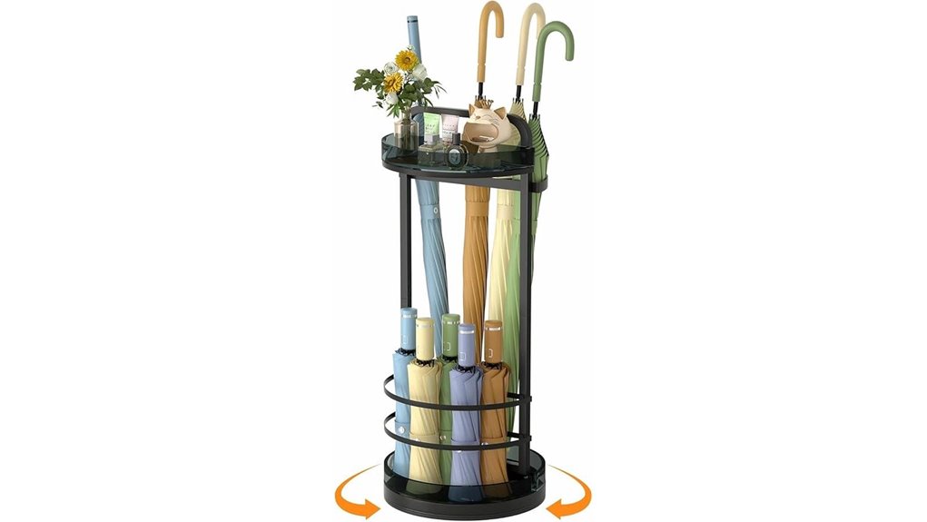 360 rotating umbrella stand with drip tray