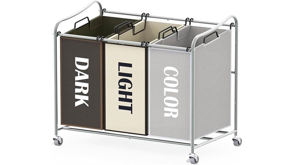 3 bag heavy duty laundry cart