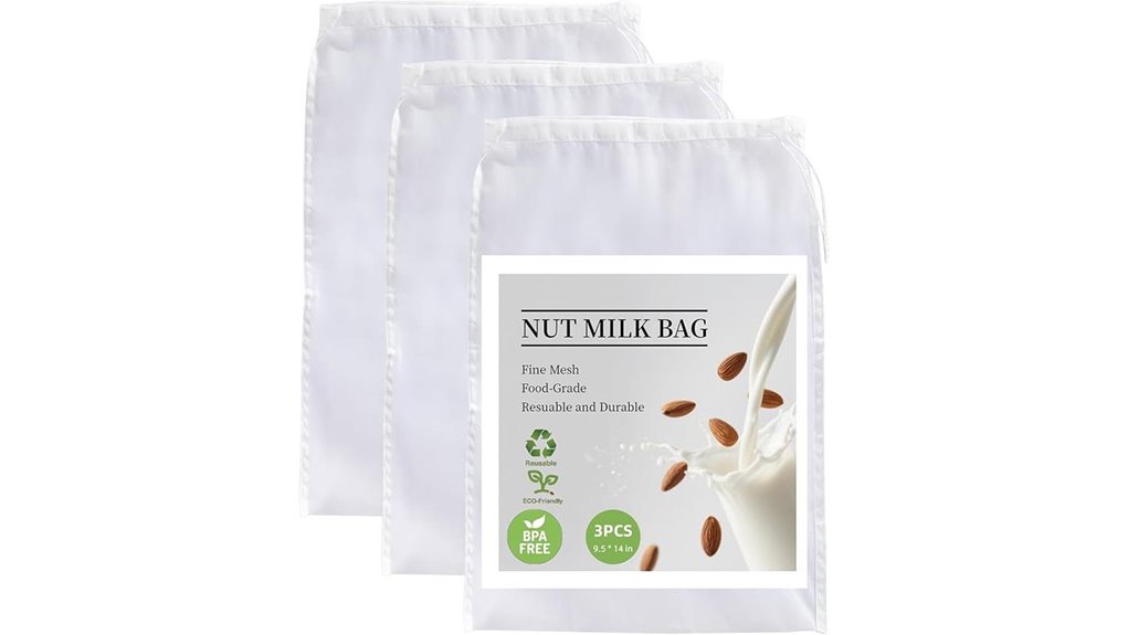 3 pack nut milk bags with drawstring