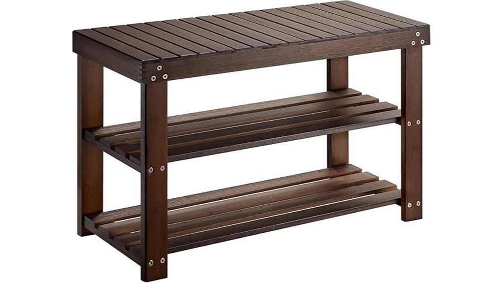 3 tier bamboo shoe bench
