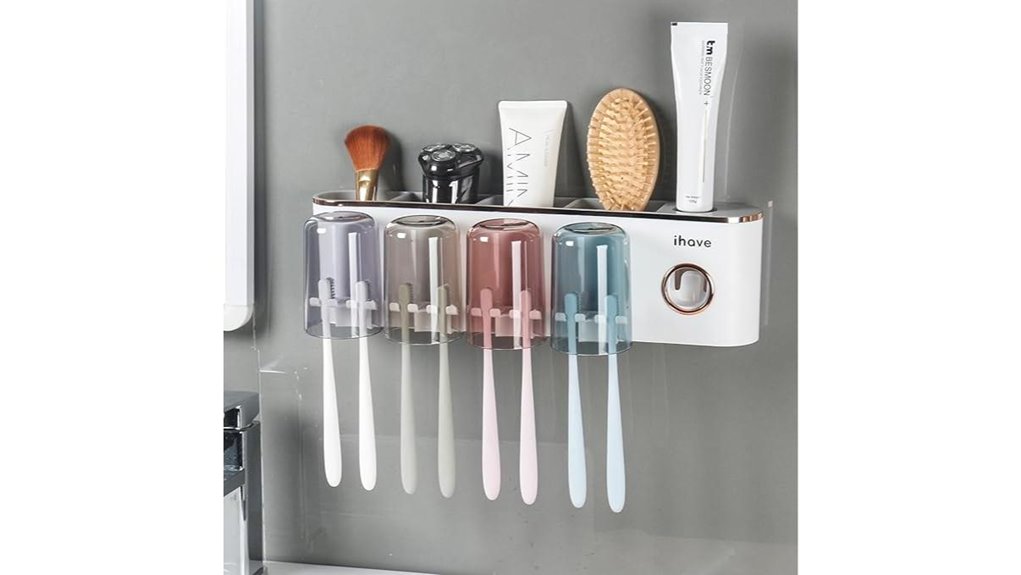 4 cup wall mounted toothbrush holder