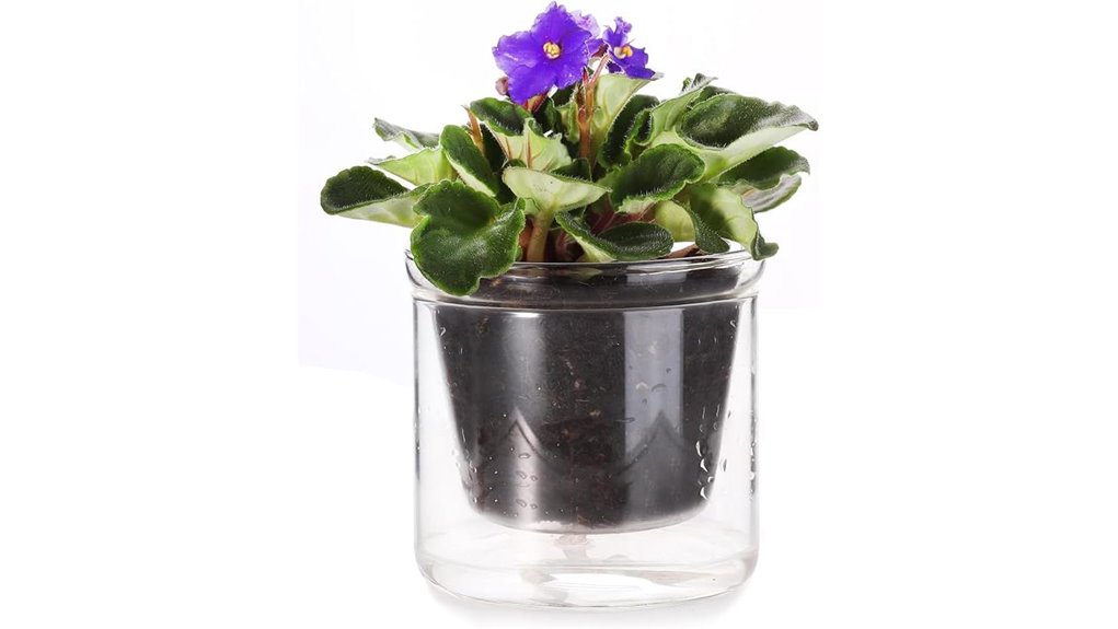 4 inch self watering glass pot