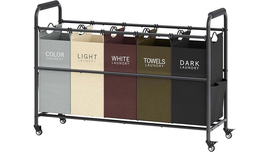 5 bag laundry sorter cart