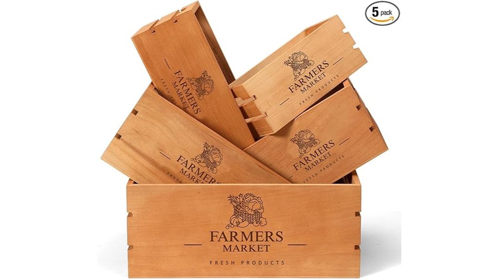 5 pack wooden nesting crates