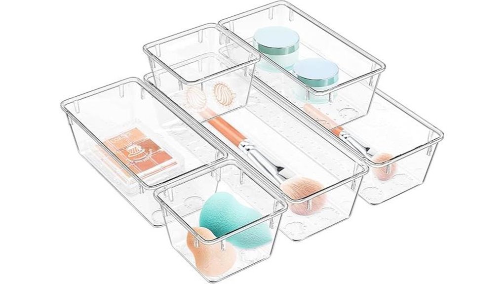 6 pack clear drawer organizers