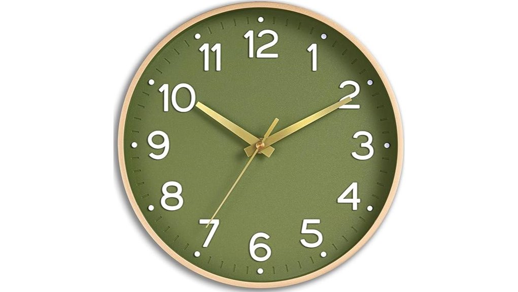 8 inch green silent clock