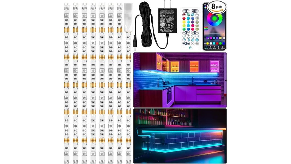 8 pack rgb under cabinet lights