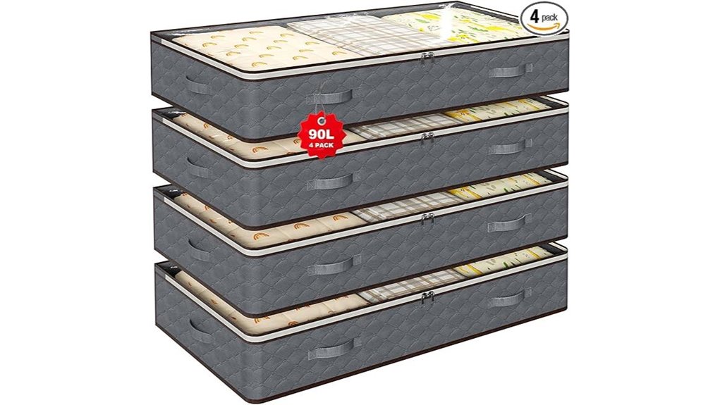90l under bed storage 4 pack