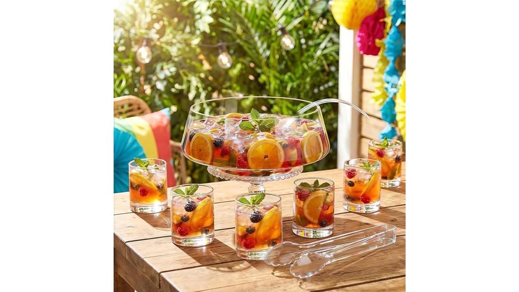 9 piece glass punch bowl set