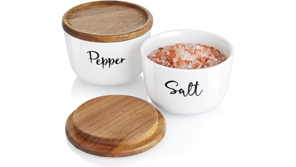 acacia lids salt pepper bowls