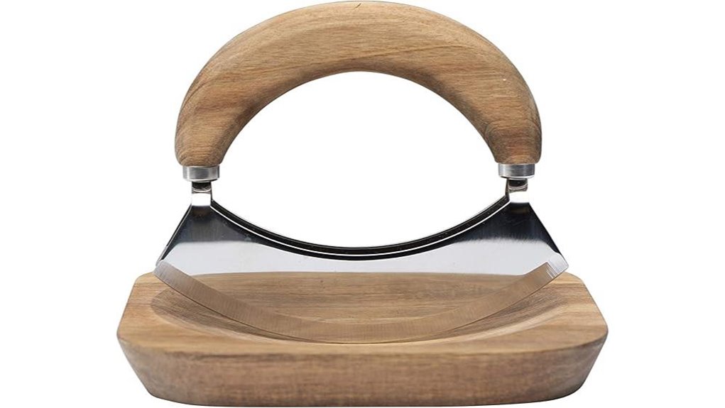 acacia wood and stainless steel