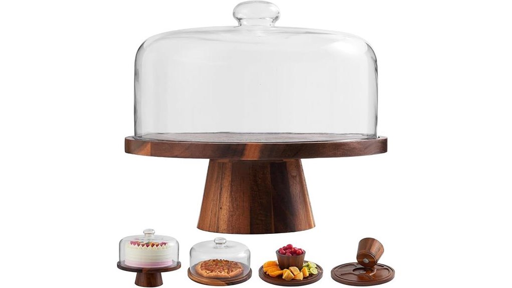 acacia wood cake stand
