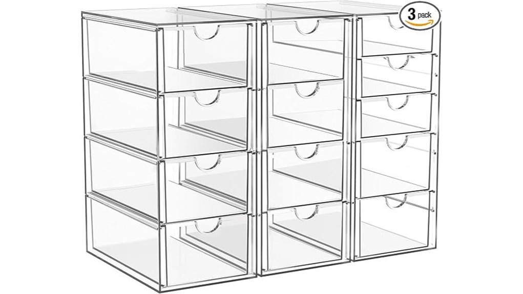acrylic makeup organizer trio