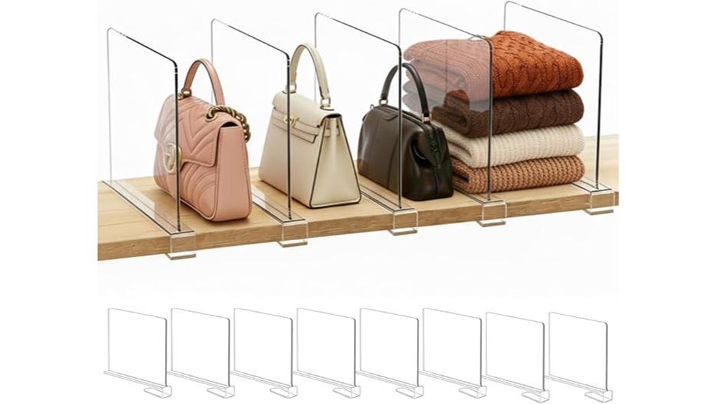 acrylic shelf dividers for purses