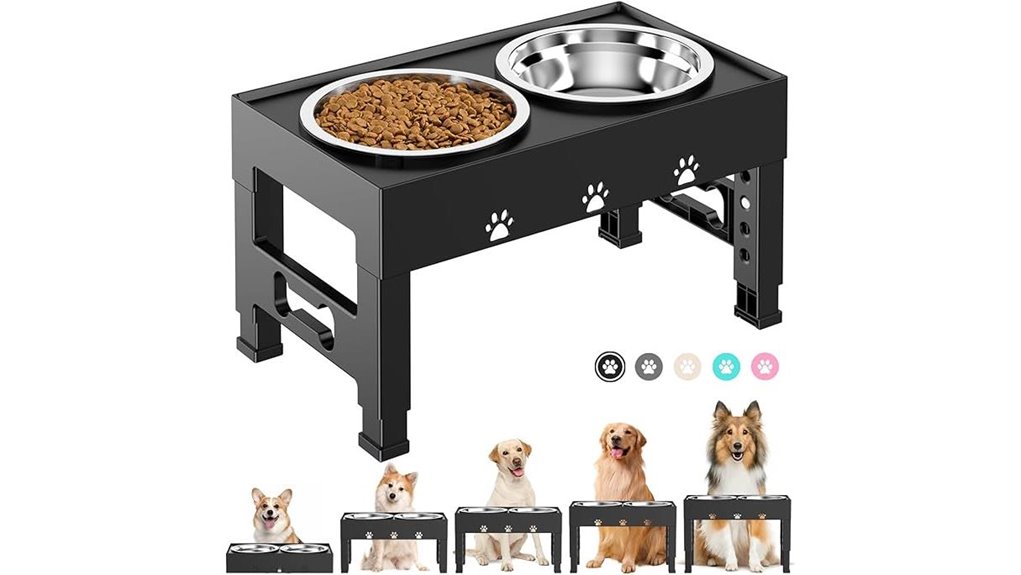 adjustable 5 height stainless bowls