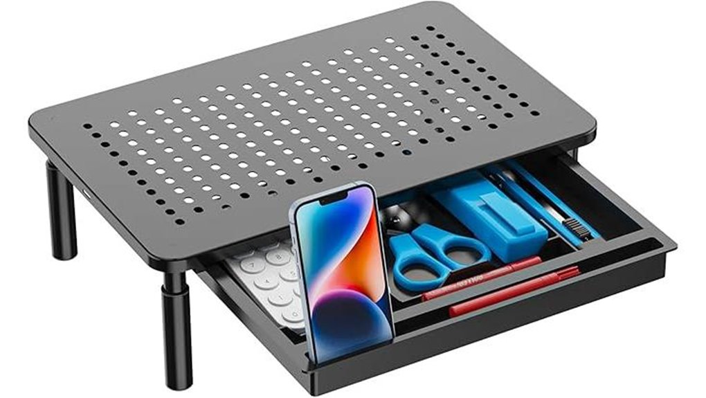 adjustable monitor riser storage