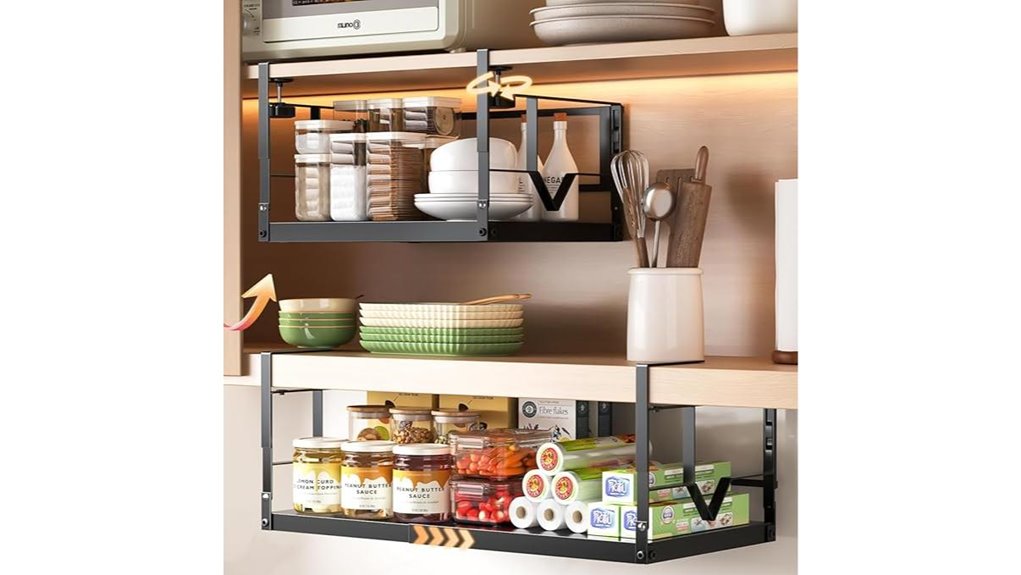 adjustable under shelf 50lb basket