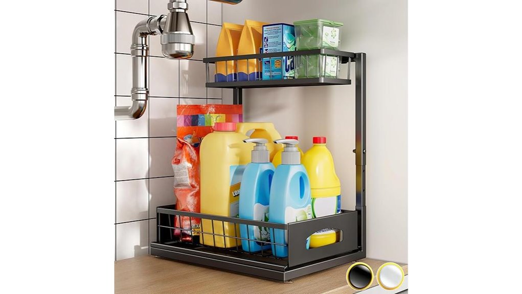 adjustable under sink 2 tier organizer