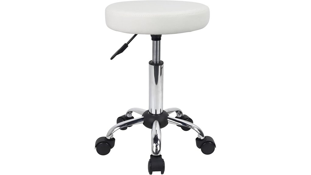 adjustable white rolling stool