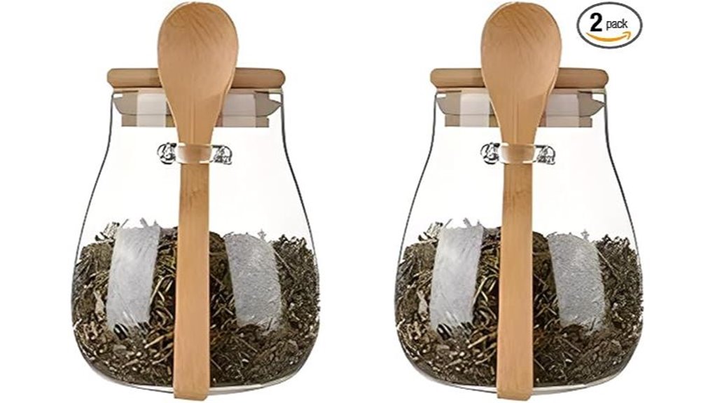 airtight bamboo lidded glass jars