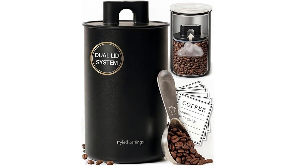 airtight coffee canister with scoop