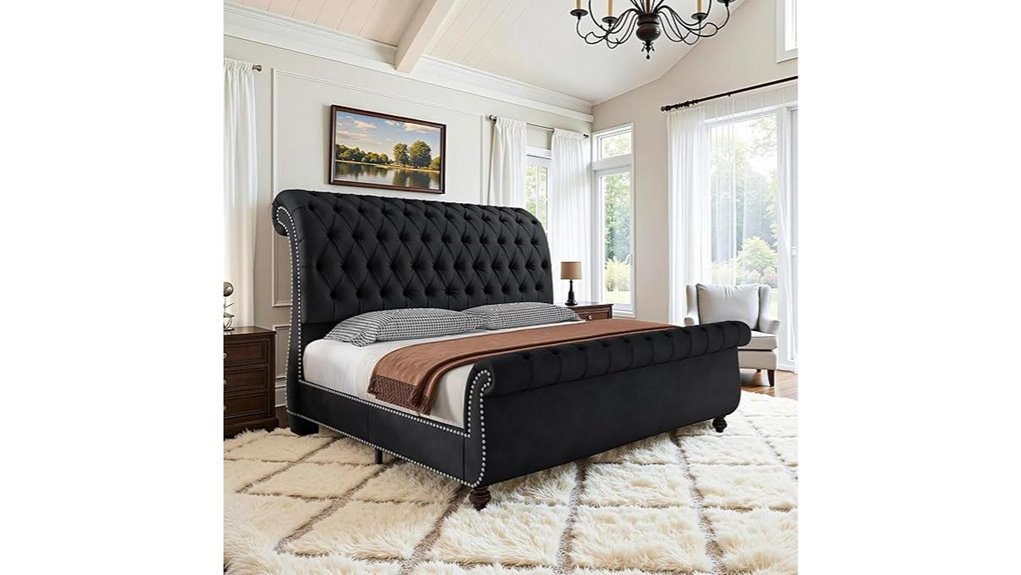 amerlife velvet upholstered bedframe tall