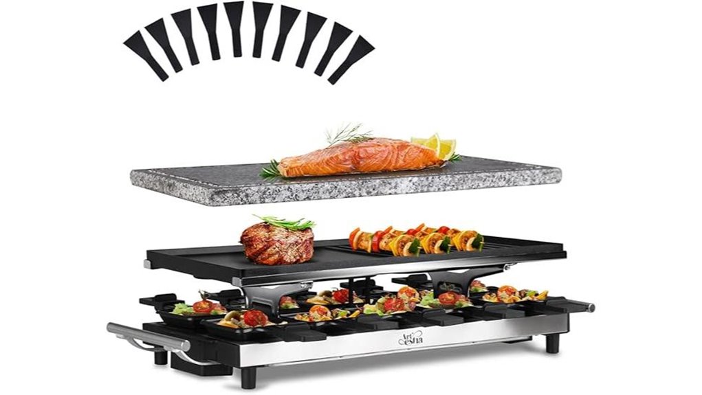 artestia 1500w raclette grill reversible plate included