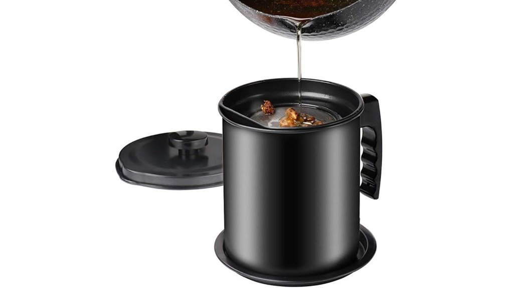 bacon grease container with mesh strainer