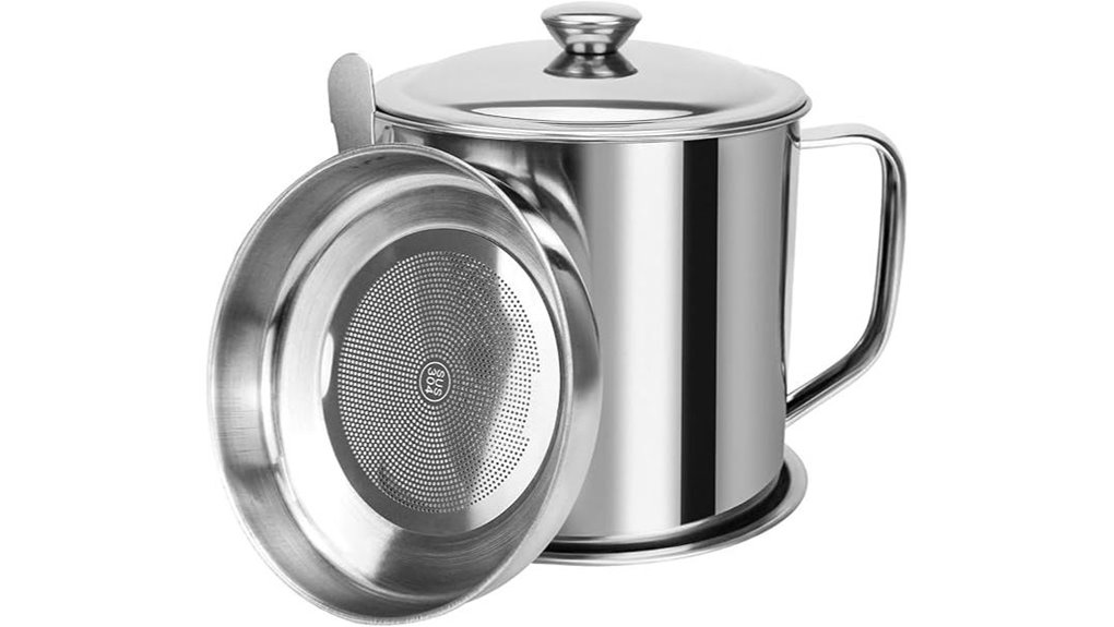 bacon grease container with strainer and tray