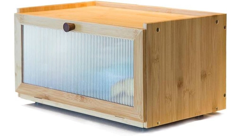 bamboo bread box with window