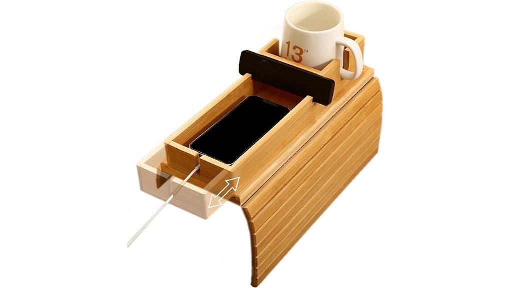 bamboo couch tray cupholder